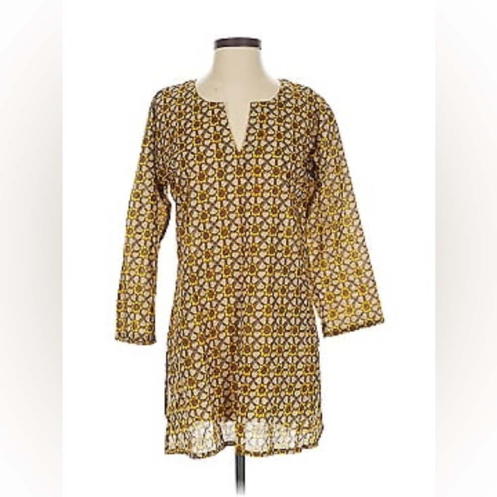 Dolma Elegant Yellow Patterned Women's Tunic - Picture 3 of 8